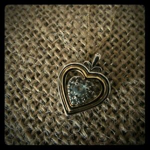 Sterling silver gold and diamond necklace